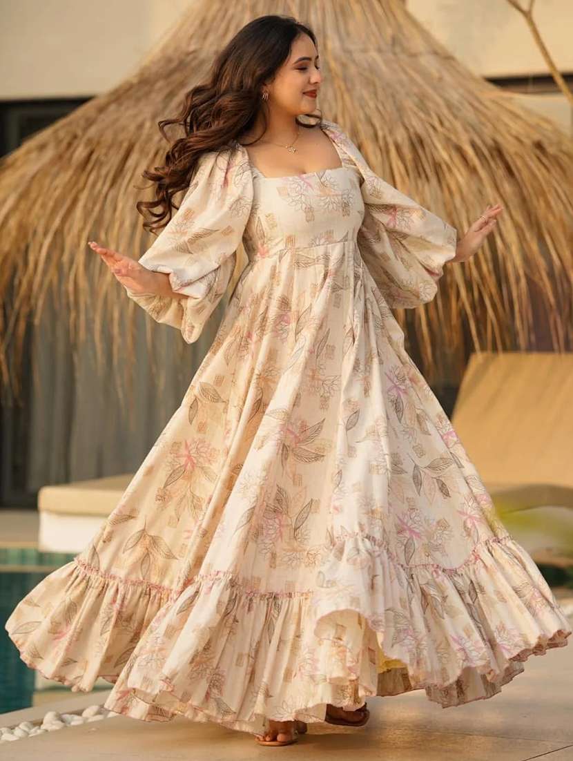 cream rayon ballon  dress - 22088887 -  Standard Image - 1