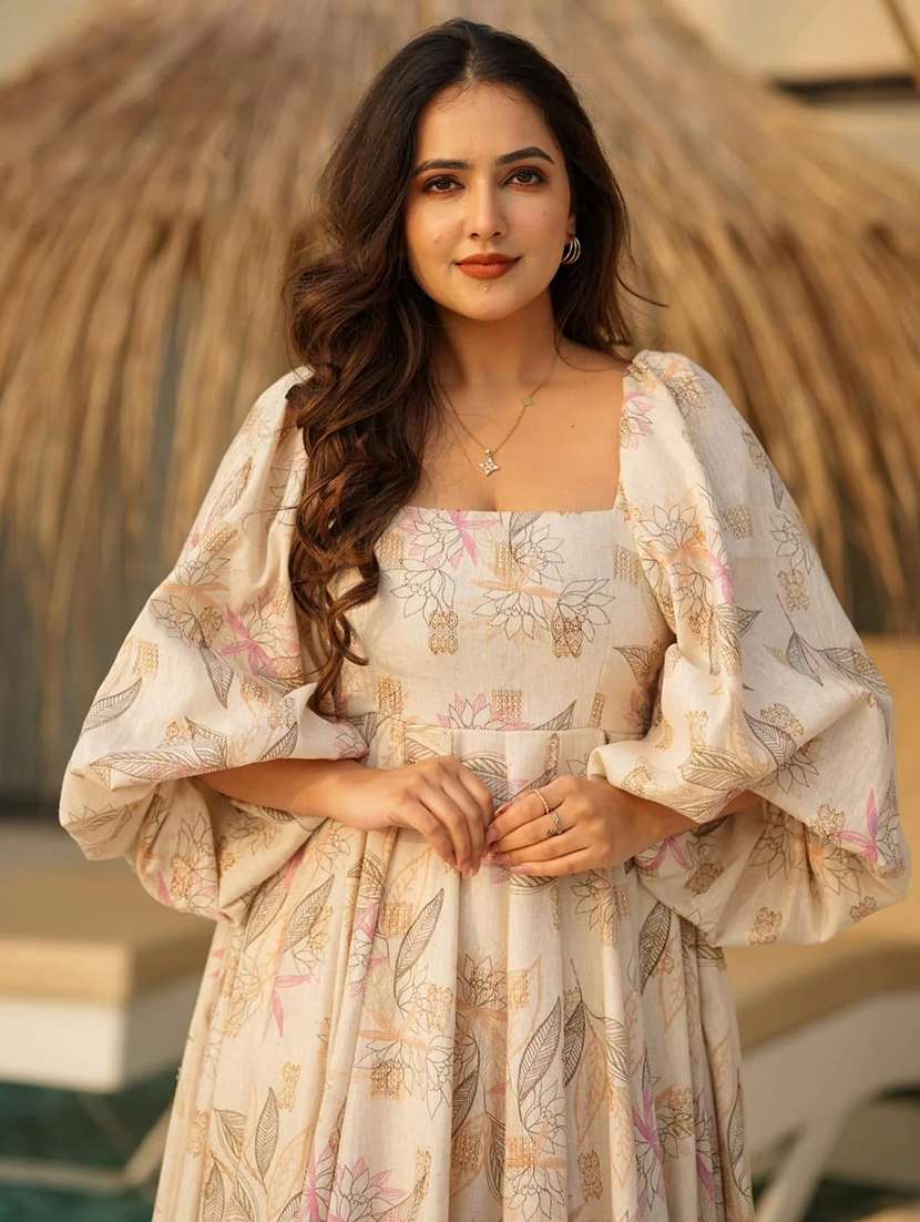 cream rayon ballon  dress - 22088887 -  Standard Image - 4