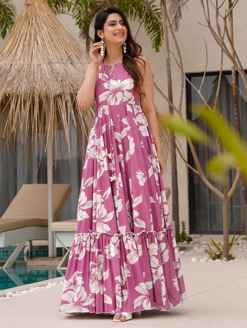 women floral print sleeveless tiered dress - 22088888 -  Standard Image - 4