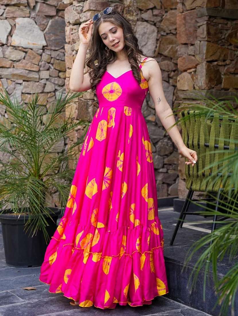 women printed shoulder strap tiered dress - 22088889 -  Standard Image - 4