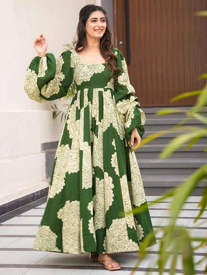 women floral print puff sleeve fit & flare dress - 22088895 -  Standard Image - 4