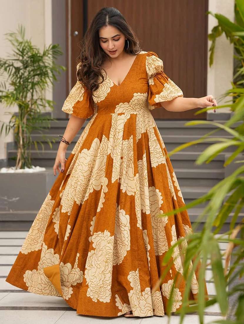 women floral print puff sleeve fit & flare dress - 22088896 -  Standard Image - 1