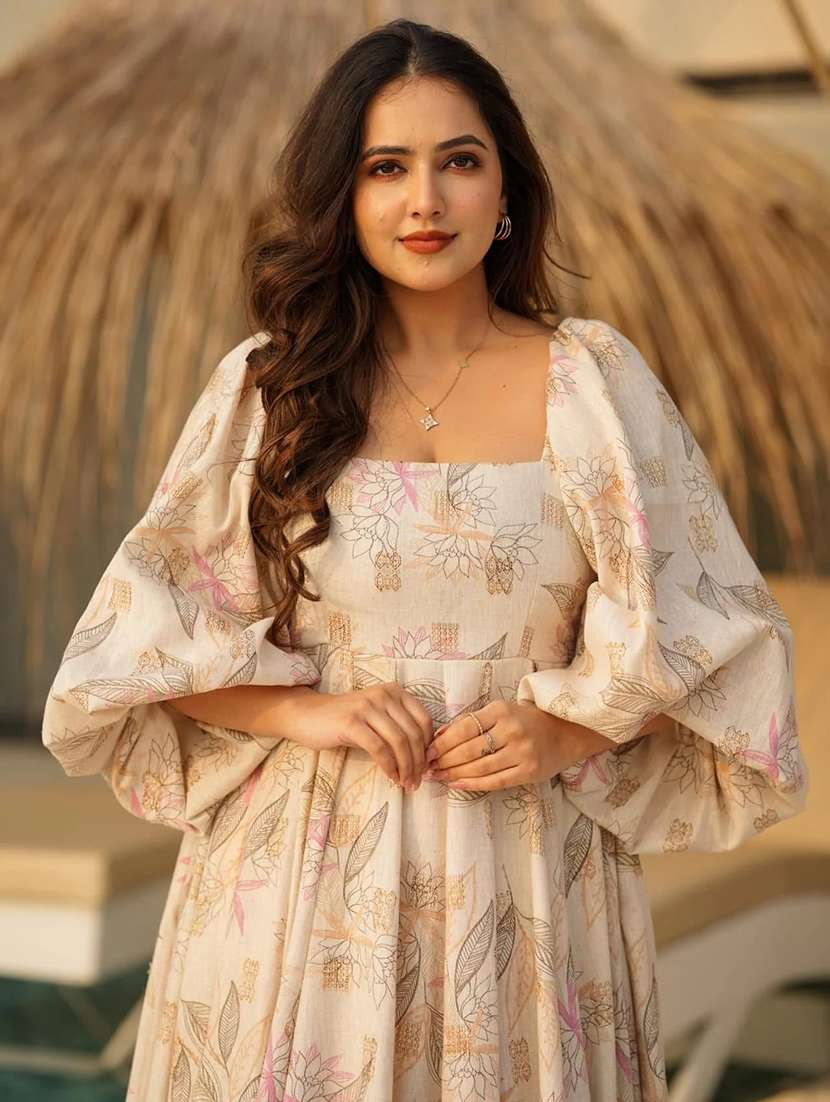 women floral print puff sleeve tiered dress - 22088898 -  Standard Image - 1