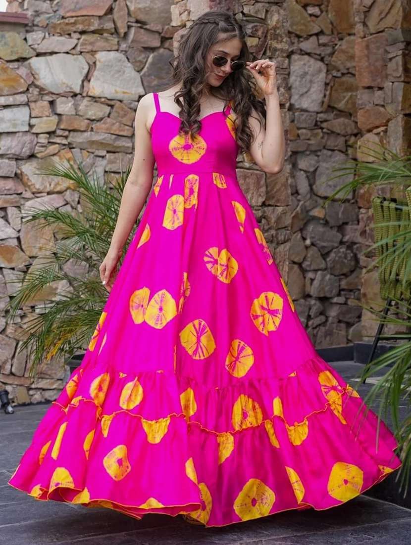 women printed shoulder strap tiered dress - 22088900 -  Standard Image - 1