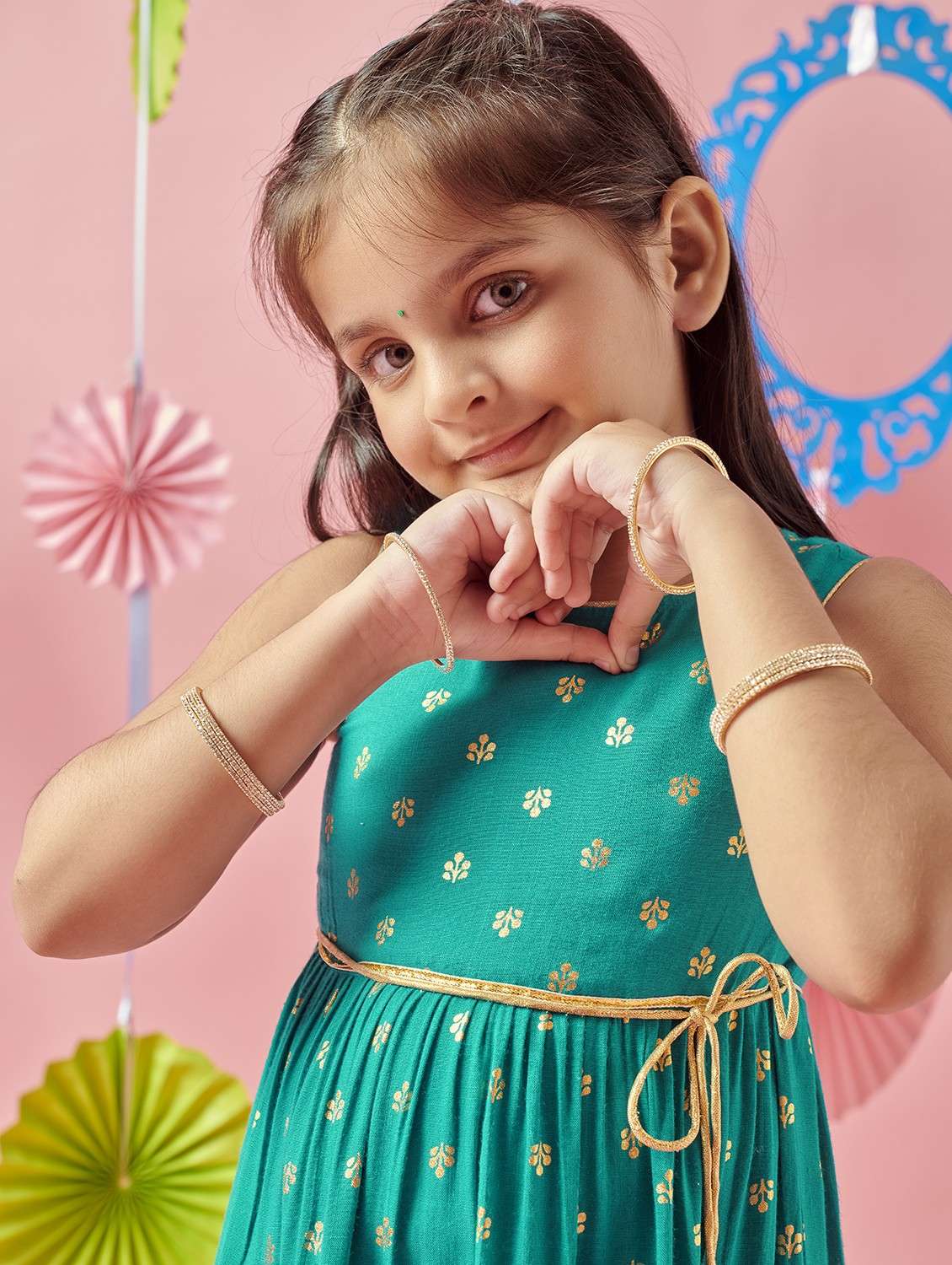 girls foil print sleeveless tiered gown - 22088907 -  Standard Image - 4