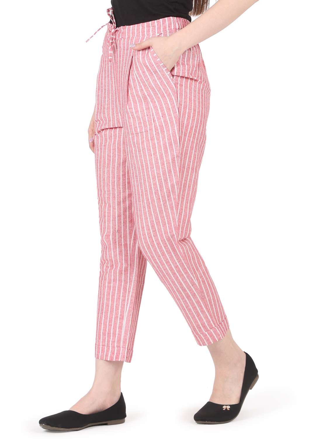 women striped high rise straight trouser - 22088962 -  Standard Image - 1