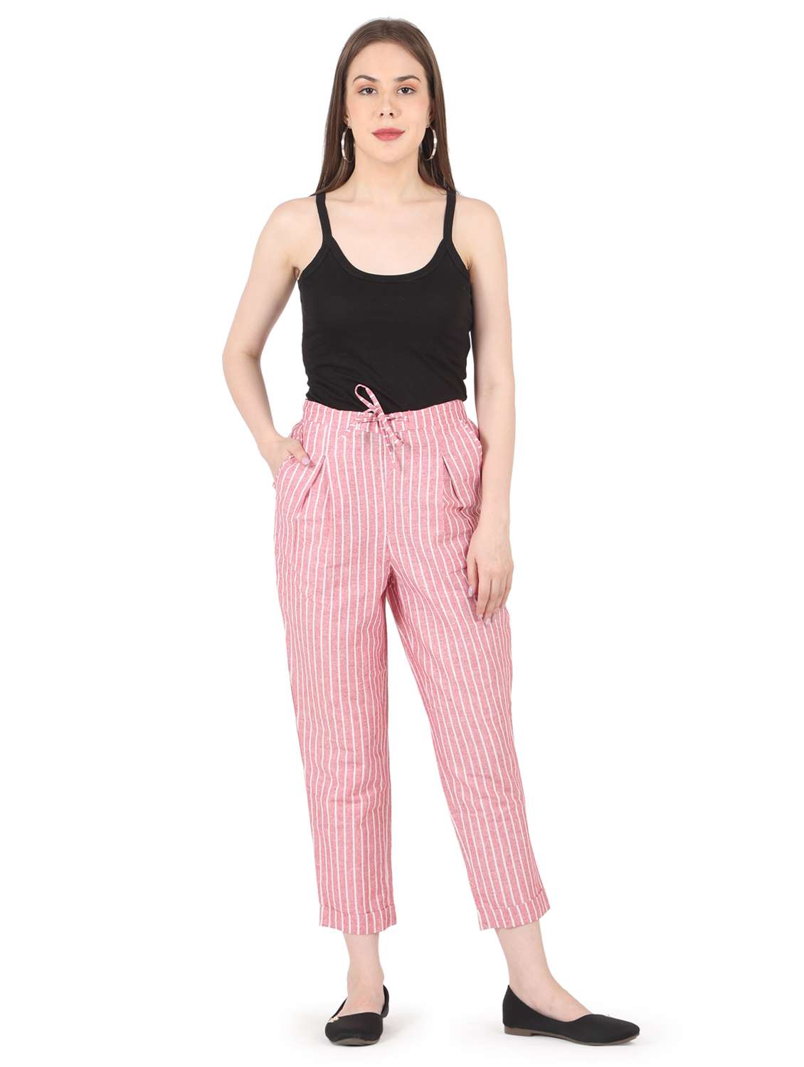 women striped high rise straight trouser - 22088962 -  Standard Image - 4