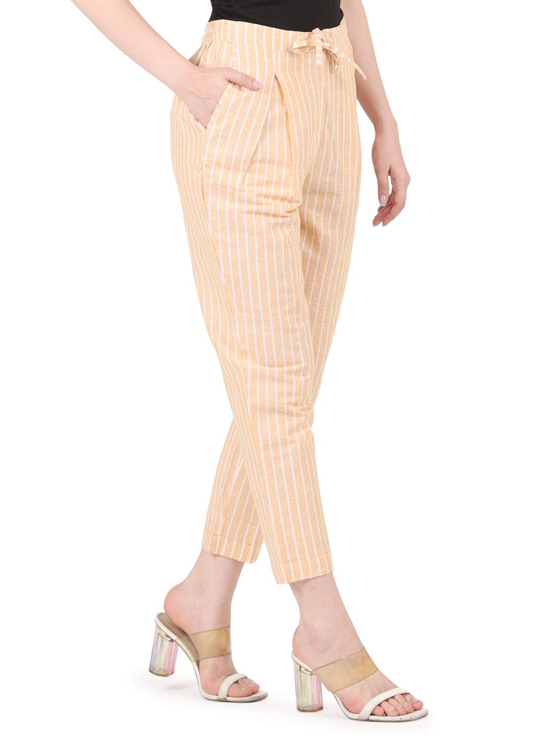 women striped high rise straight trouser - 22088963 -  Standard Image - 1