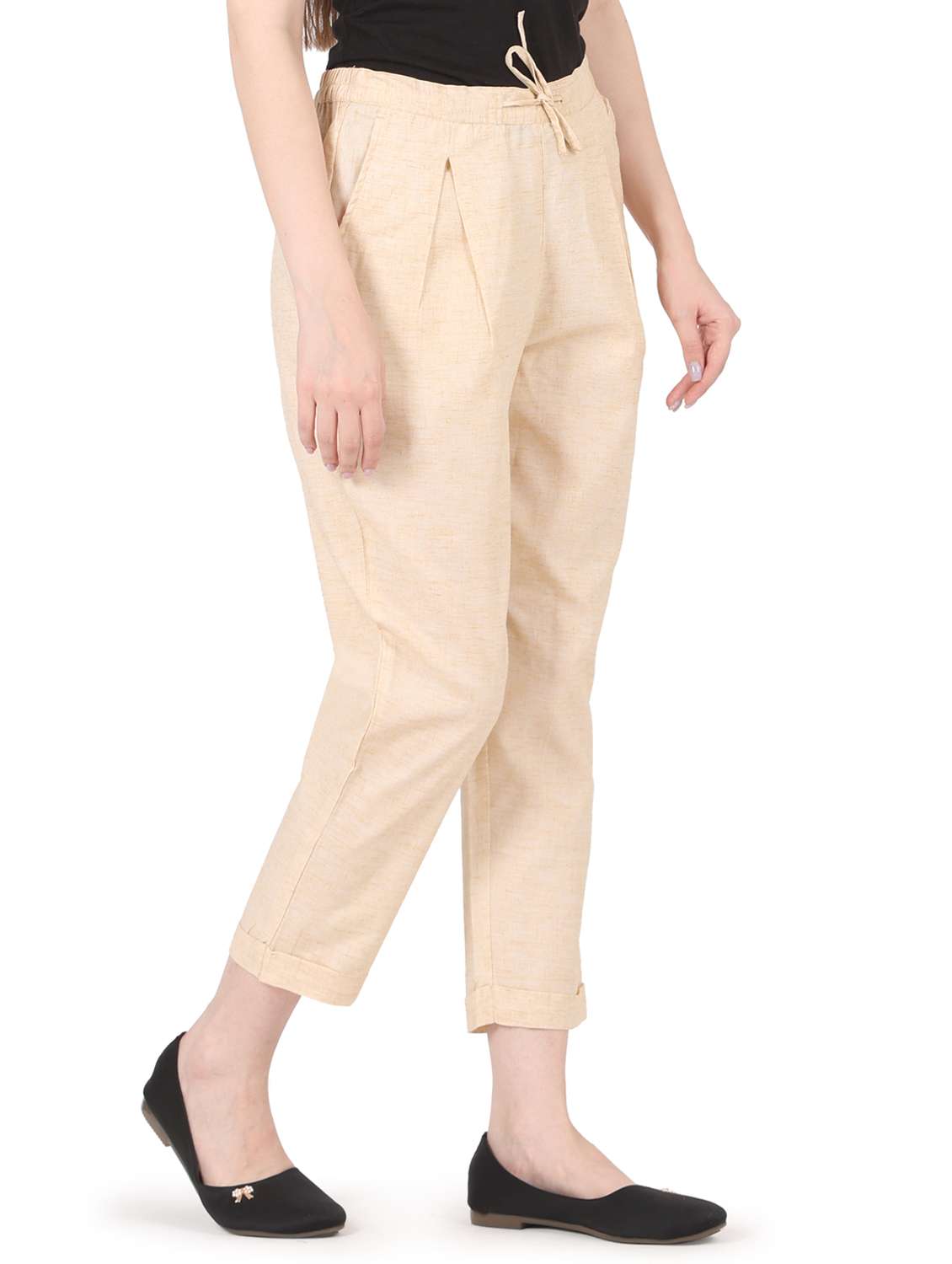 women solid high rise straight trouser - 22088966 - Standard Image - 1