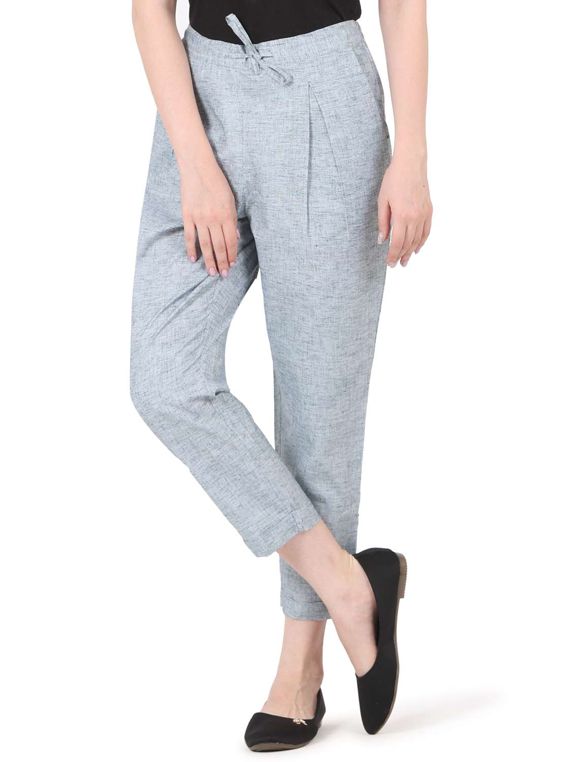 women solid high rise straight trouser - 22088967 -  Standard Image - 1