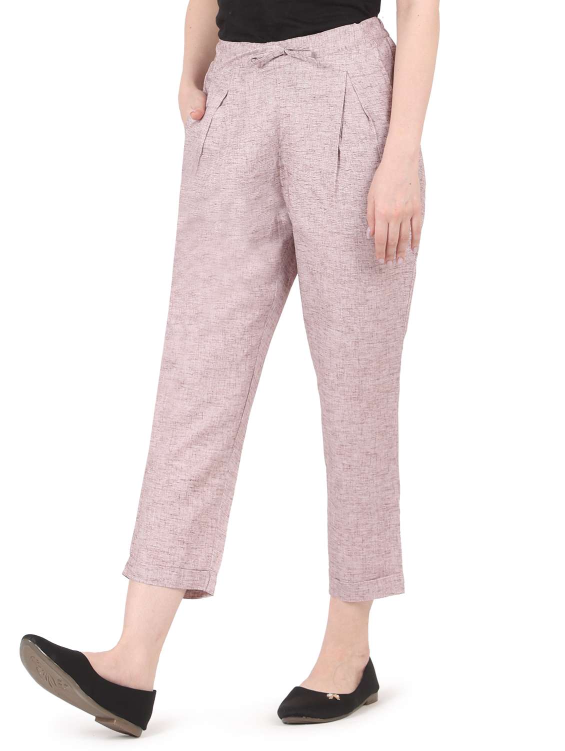 women solid high rise straight trouser - 22088968 - Standard Image - 1