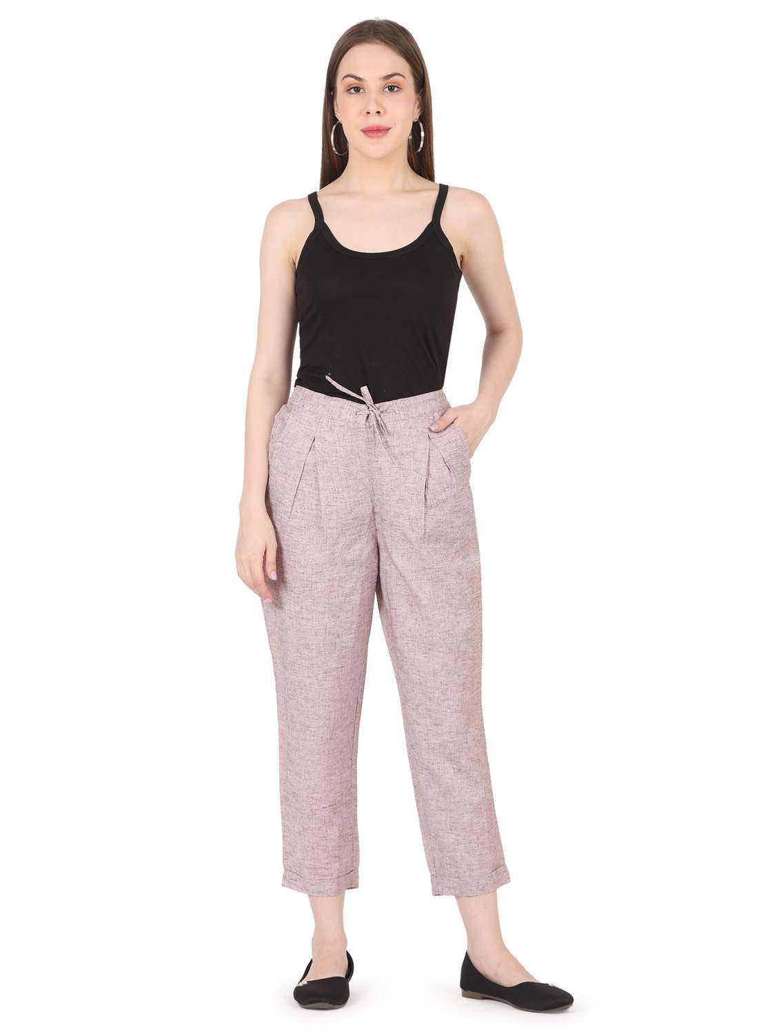 women solid high rise straight trouser - 22088968 - Standard Image - 4