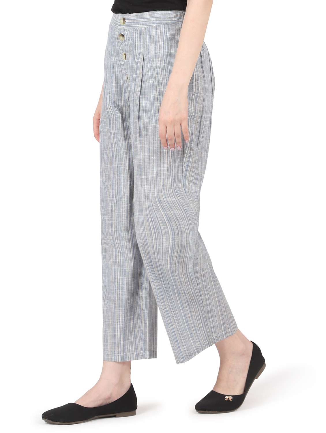 women solid mid rise straight trouser - 22088969 -  Standard Image - 1