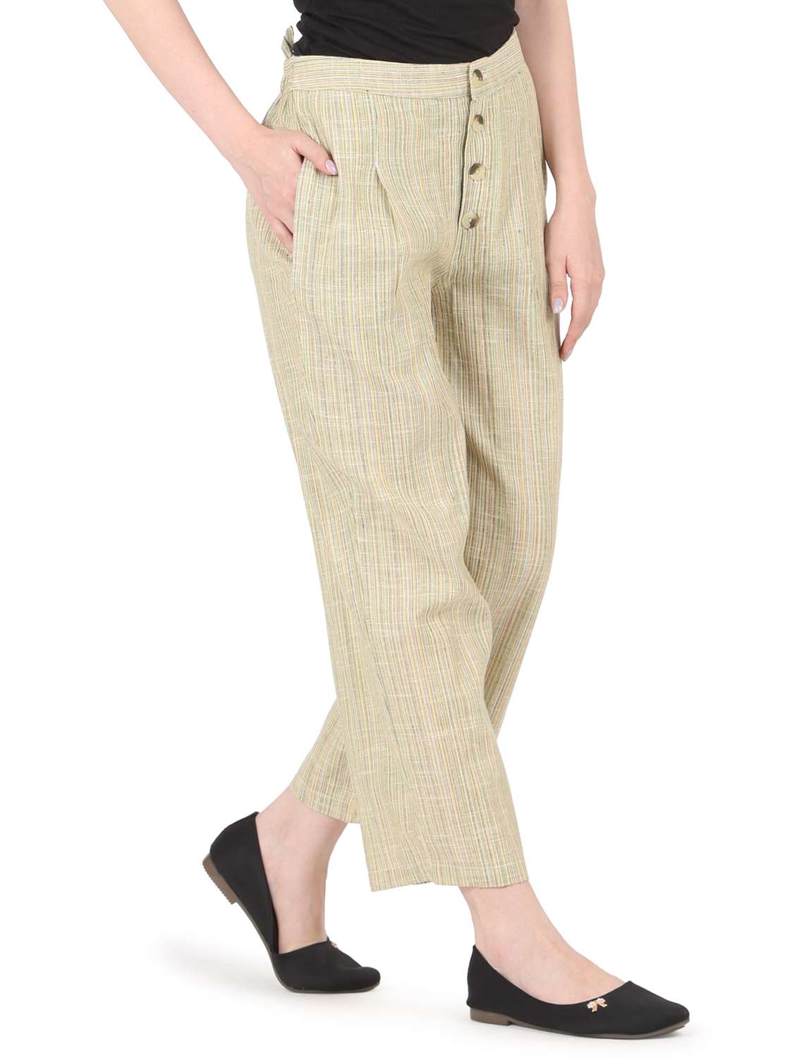 women solid mid rise straight trouser - 22088970 -  Standard Image - 1