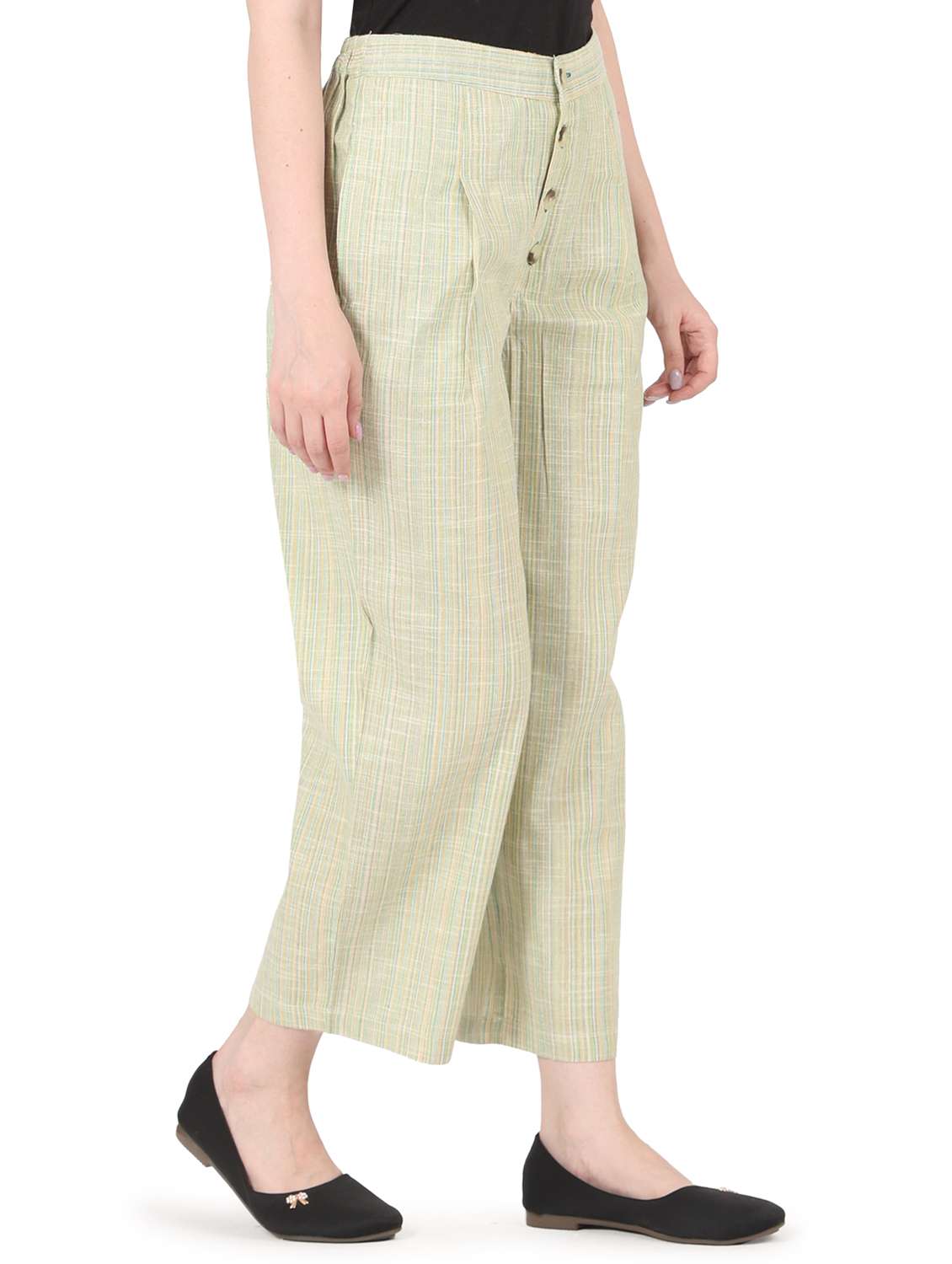 women solid high rise straight trouser - 22088971 -  Standard Image - 1
