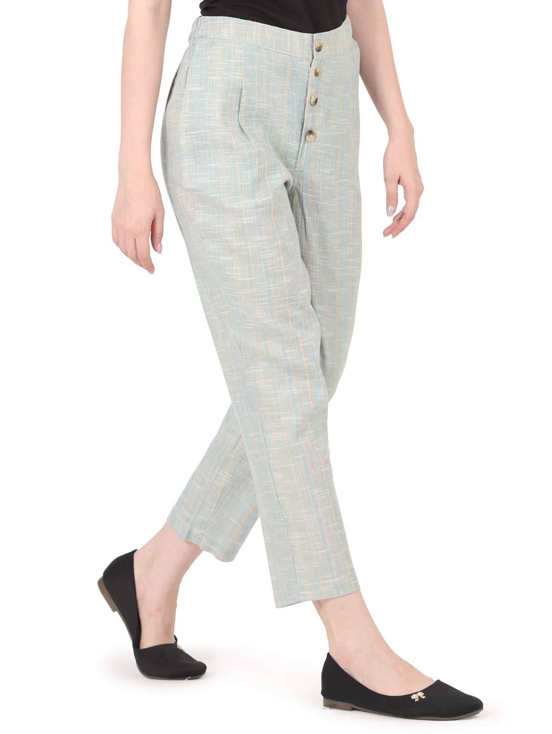 women solid high rise straight trouser - 22088973 -  Standard Image - 1