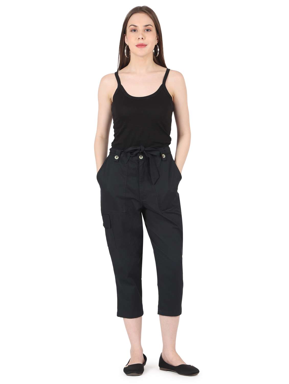 women solid high rise straight trouser - 22088976 - Standard Image - 4
