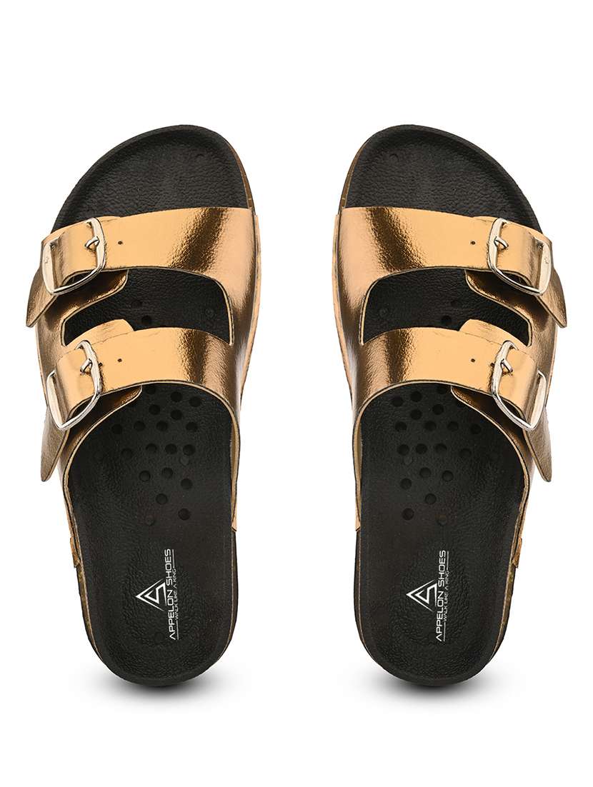women gold slip on sandal - 22088980 -  Standard Image - 4