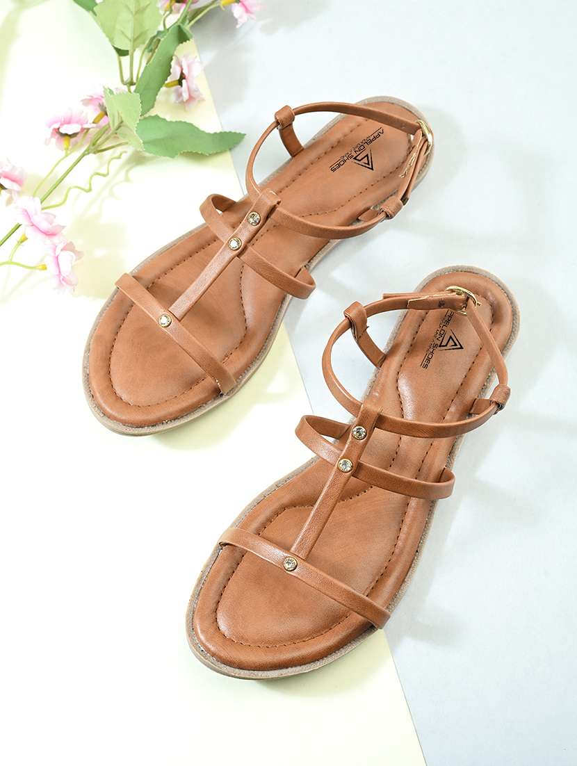 women solid ankle strap flat sandal - 22088989 -  Zoom Image - 0