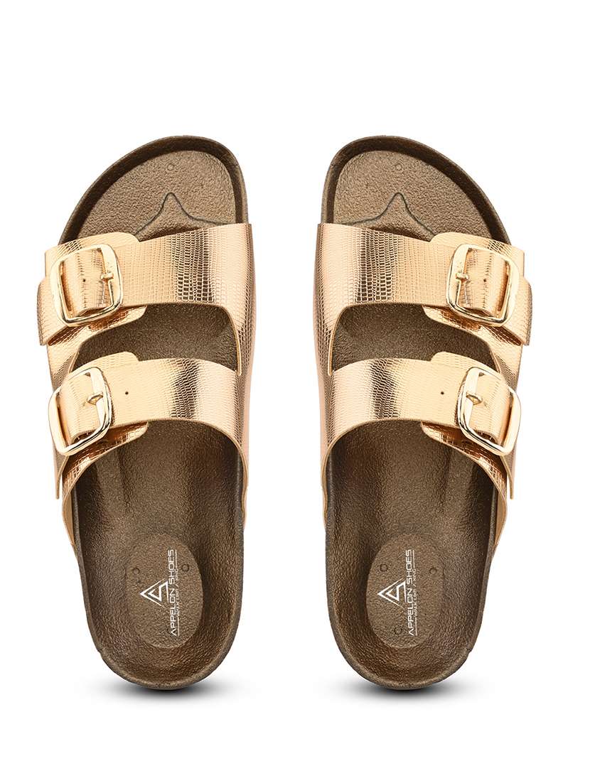women gold slip on sandal - 22088993 - Standard Image - 4