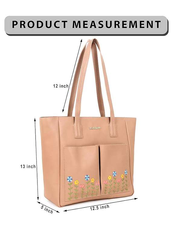 women embroidered leatherette tote bag with 2 pouch - 22089018 -  Standard Image - 4