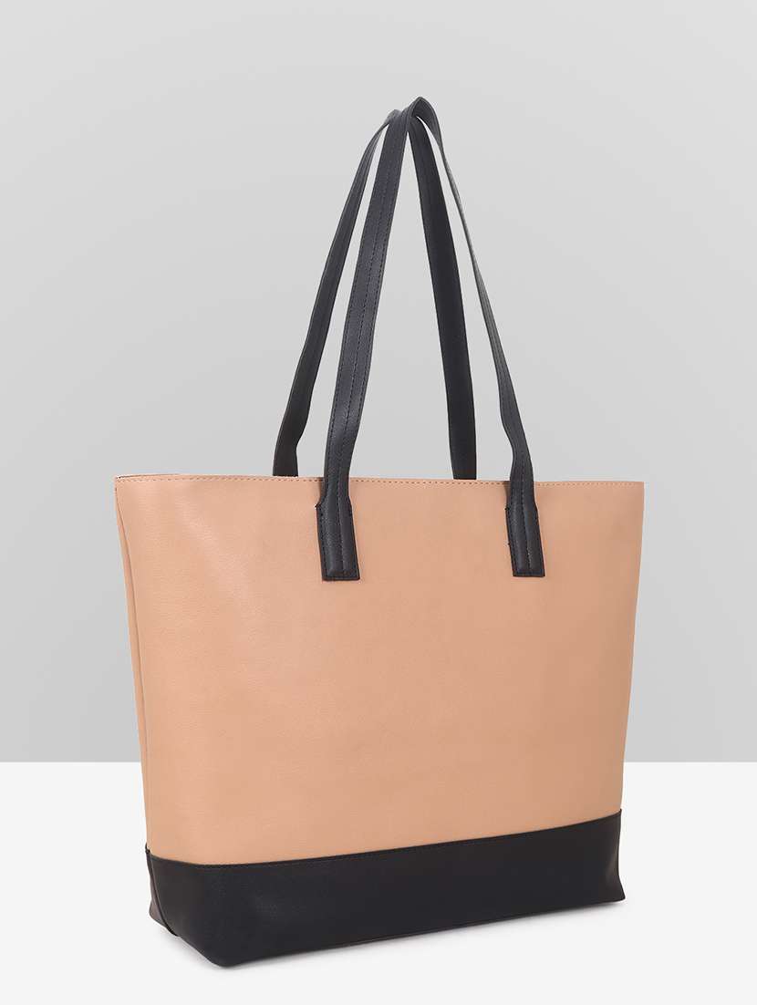 women color blocked leatherette tote bag - 22089030 -  Standard Image - 1