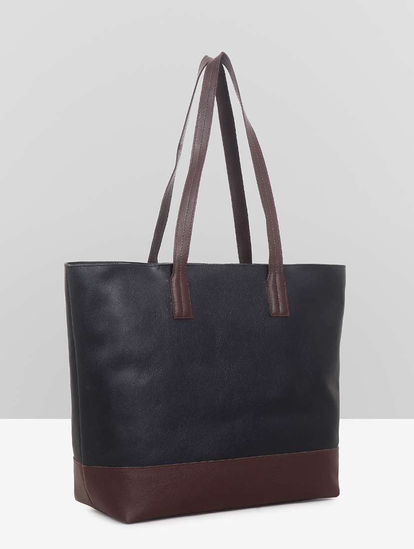 women color blocked leatherette tote bag - 22089031 -  Standard Image - 1