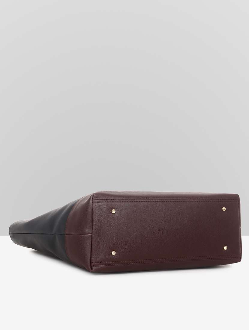 women color blocked leatherette tote bag - 22089035 -  Standard Image - 4