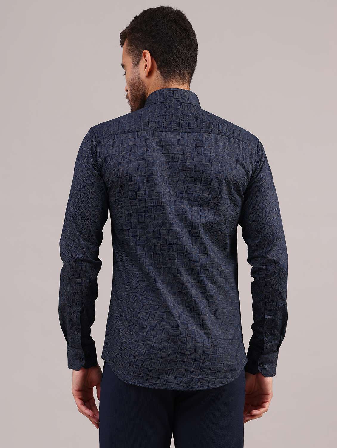 men printed collared long sleeve shirt - 22089048 -  Standard Image - 4