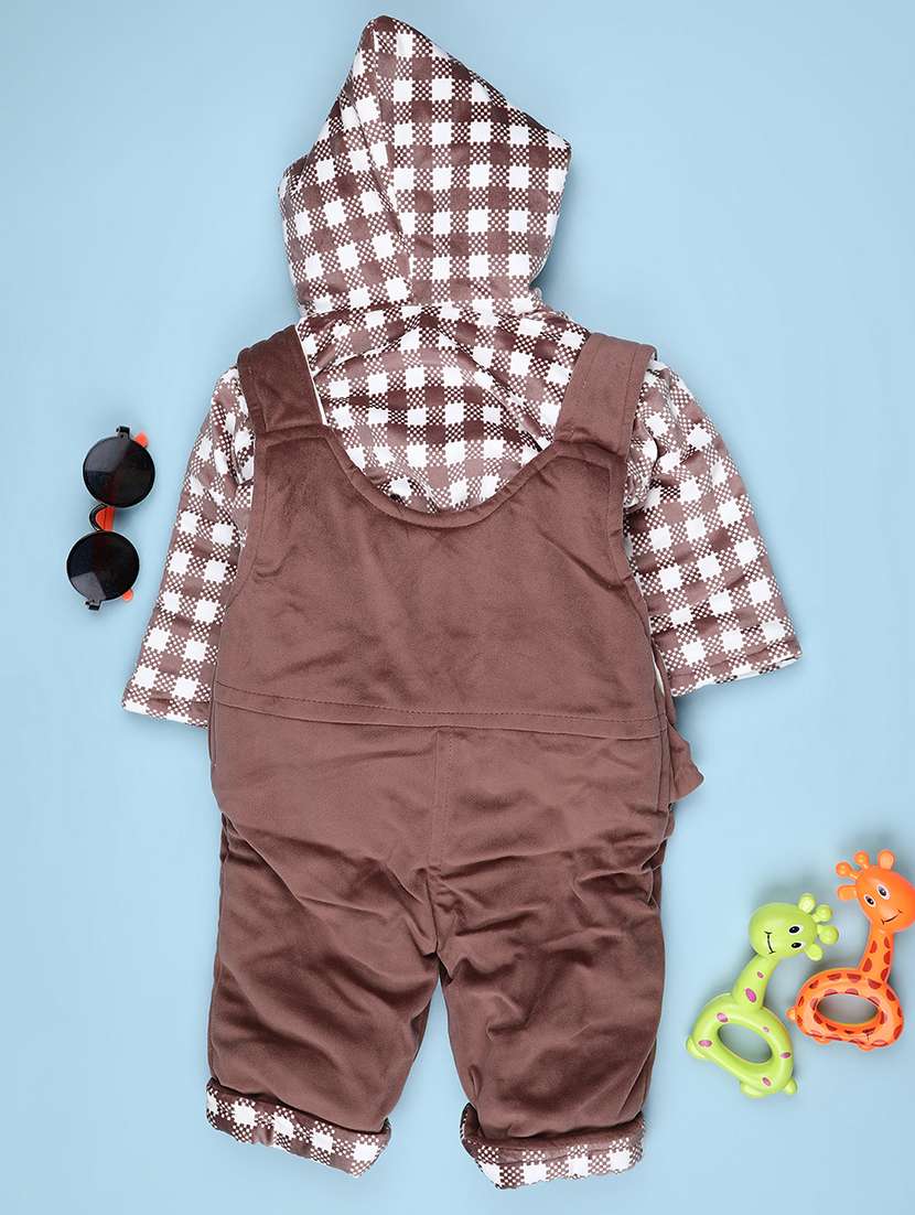 kids checkered long sleeve winterwear dungaree - 22089059 -  Standard Image - 1