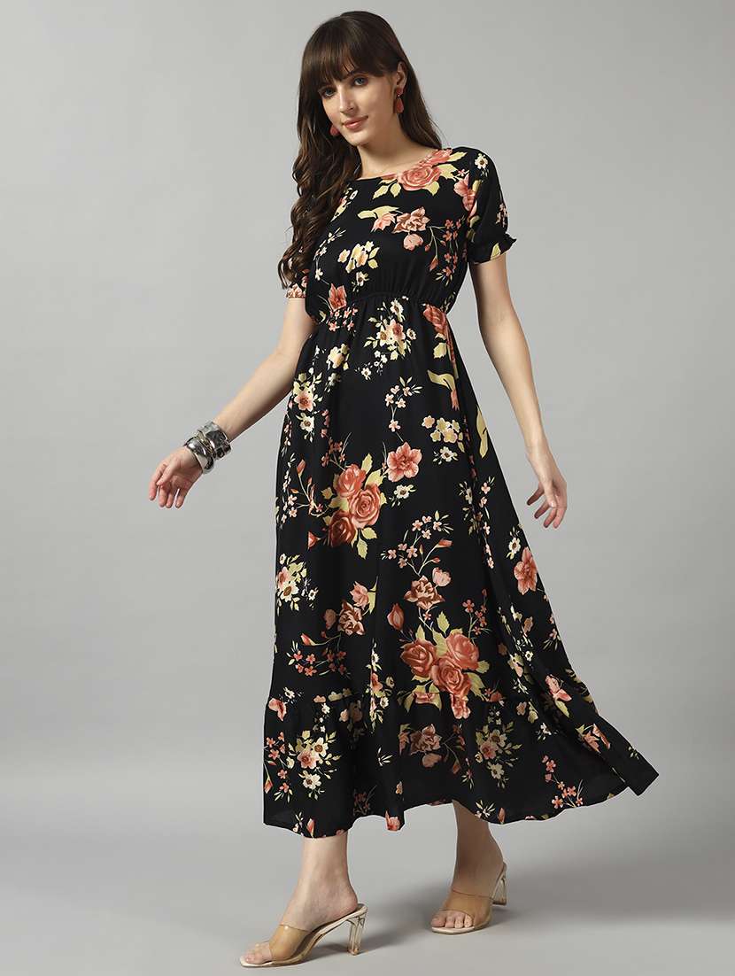 women printed short sleeve tiered dress - 22089296 - Zoom Image - 0