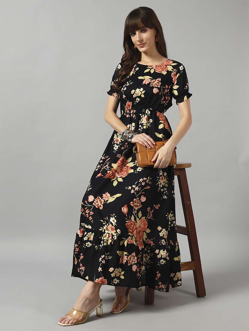 women printed short sleeve tiered dress - 22089298 -  Zoom Image - 0