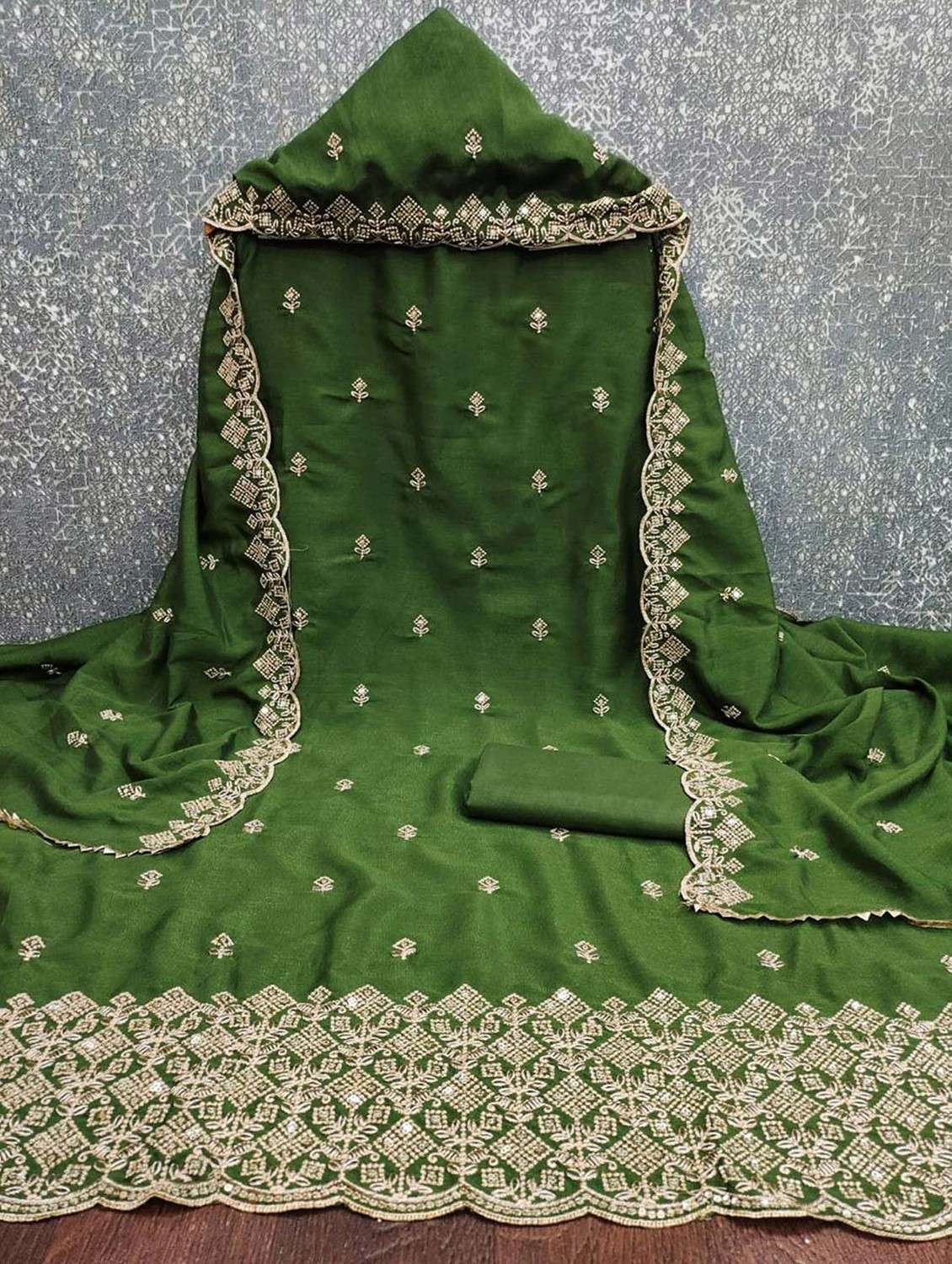 women solid with work embroidered unstitched suit set - 22091918 -  Standard Image - 1