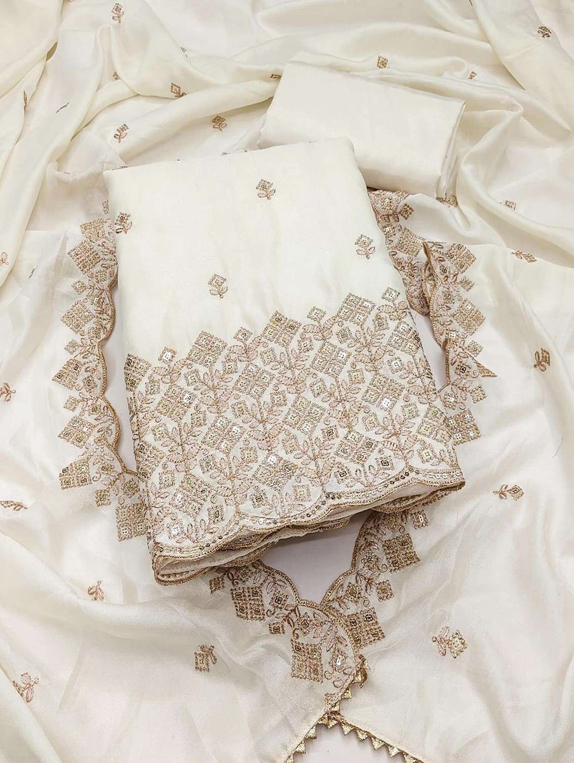 women solid with work embroidered unstitched suit set