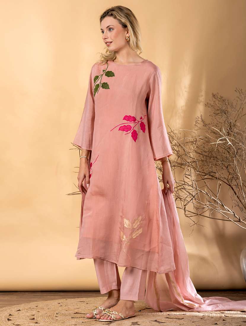 women embroidered three quarter sleeve kurta pant with dupatta set - 22092074 -  Standard Image - 1