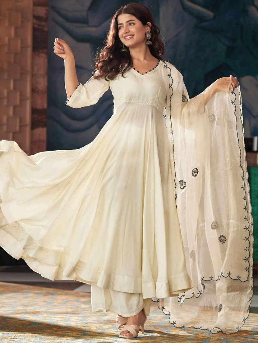 women embroidered three quarter sleeve kurta palazzo with dupatta set - 22092081 -  Standard Image - 1