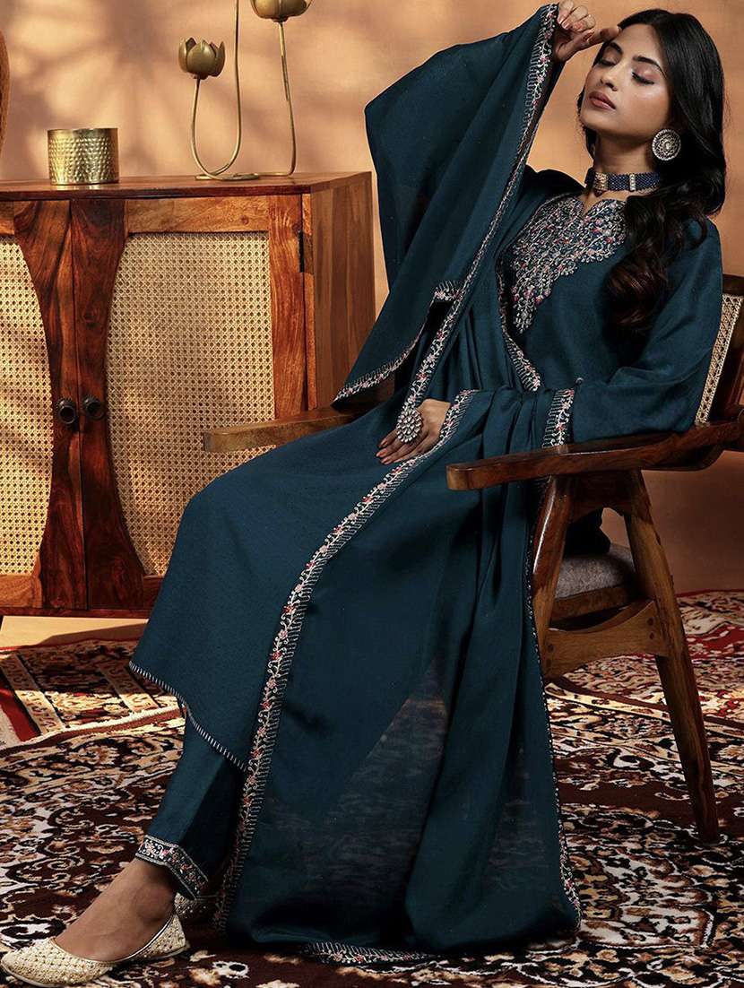 women embroidered long sleeve kurta pant with dupatta set - 22092084 -  Standard Image - 1