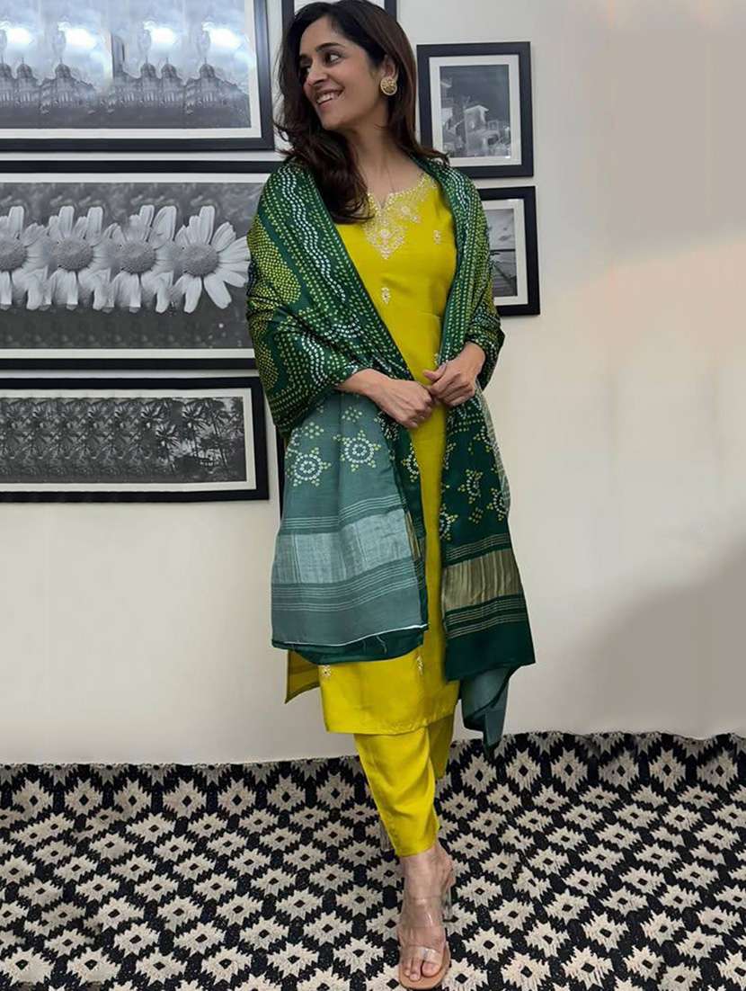 women embroidered three quarter sleeve kurta pant with dupatta set - 22092086 -  Standard Image - 1