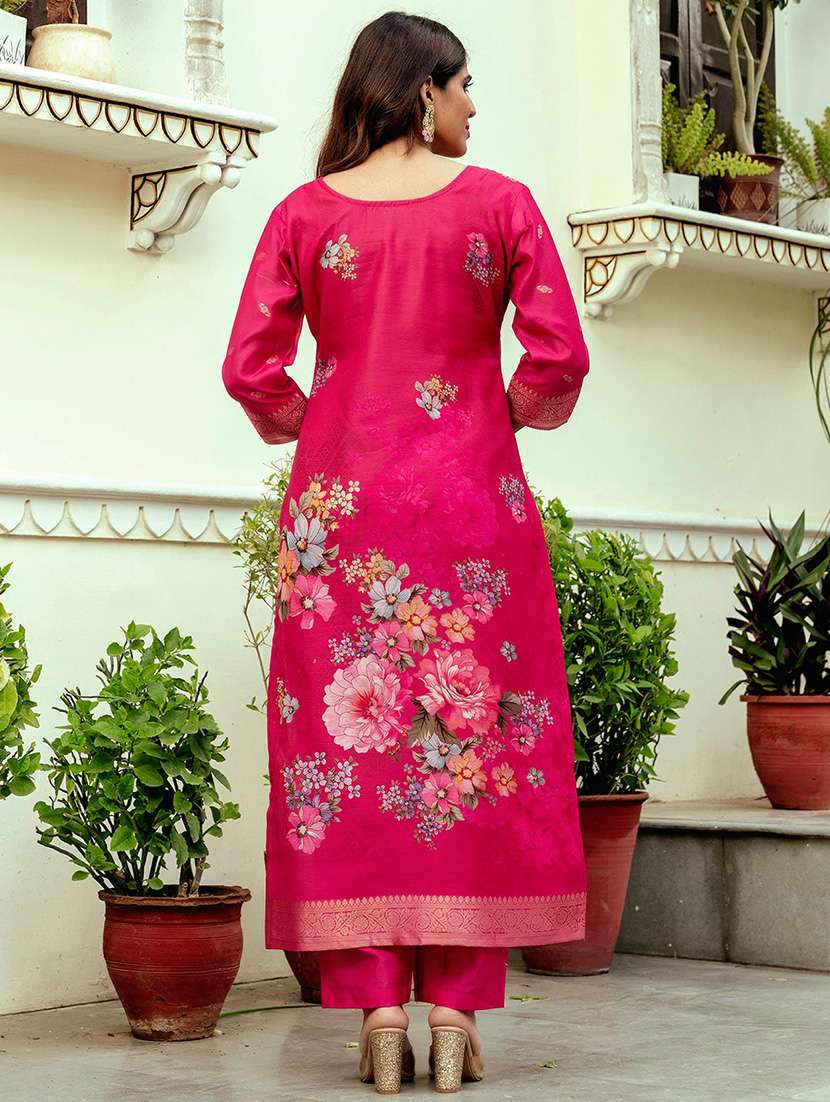 women floral three quarter sleeve kurta pant with dupatta set - 22092106 - Standard Image - 4