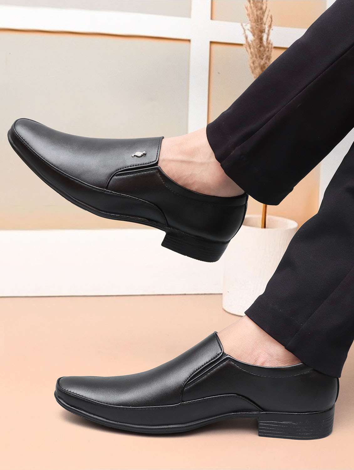 men black slip on formal shoes - 22092107 -  Standard Image - 1