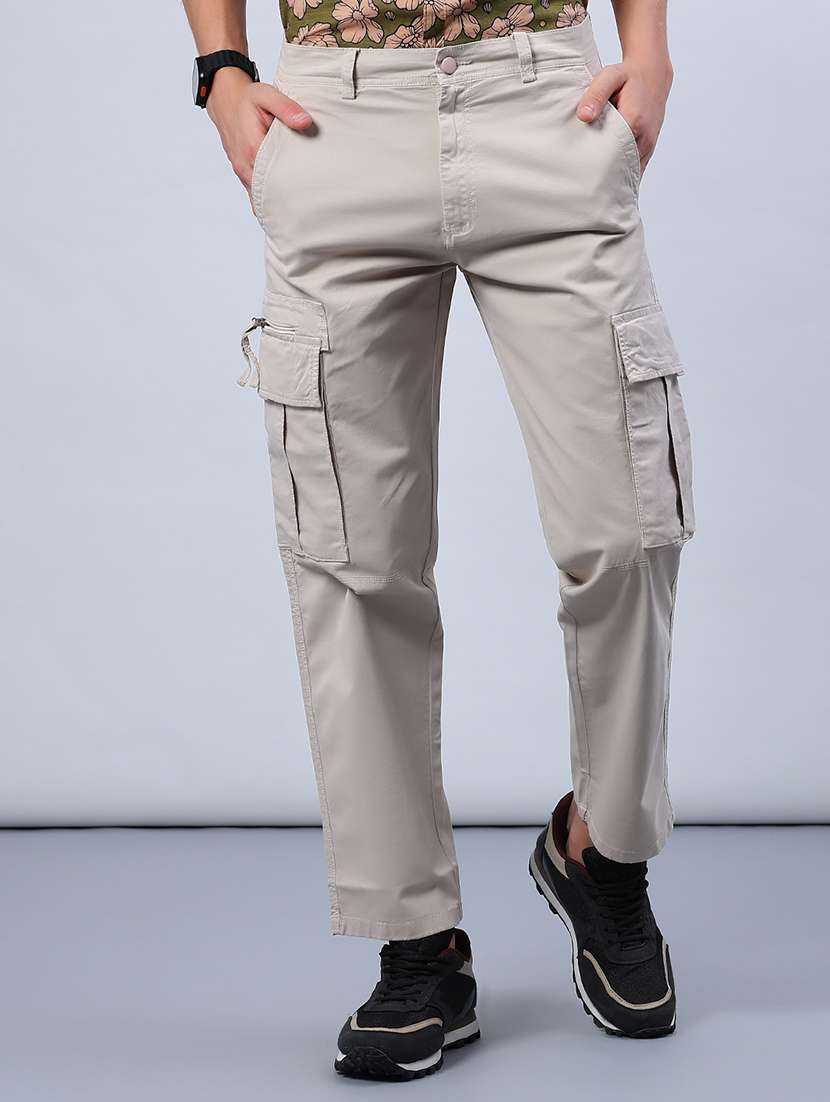 men solid mid rise regular fit cargo - 22092172 -  Standard Image - 1