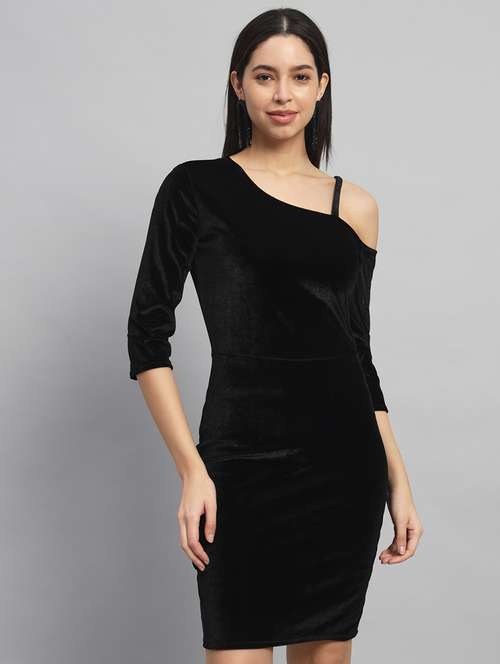 women solid single shoulder bodycon dress - 22092173 - Standard Image - 0