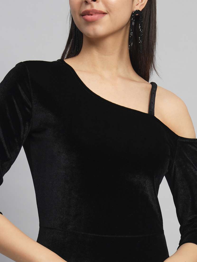 women solid single shoulder bodycon dress - 22092173 - Standard Image - 4