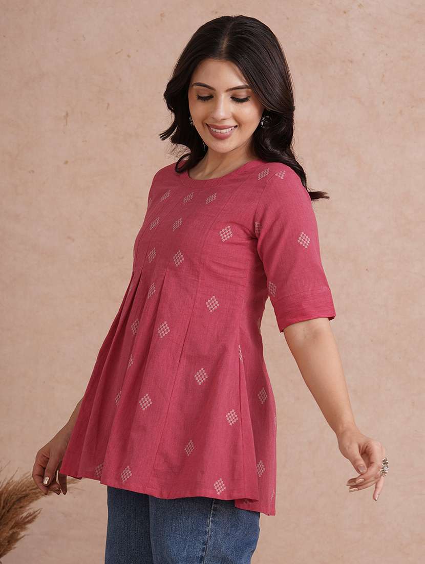 women printed short sleeve a-line kurti - 22092180 -  Standard Image - 1