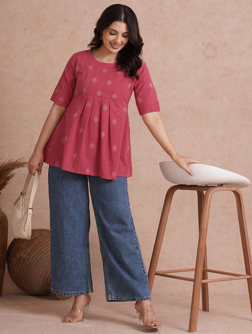 women printed short sleeve a-line kurti - 22092180 -  Standard Image - 4