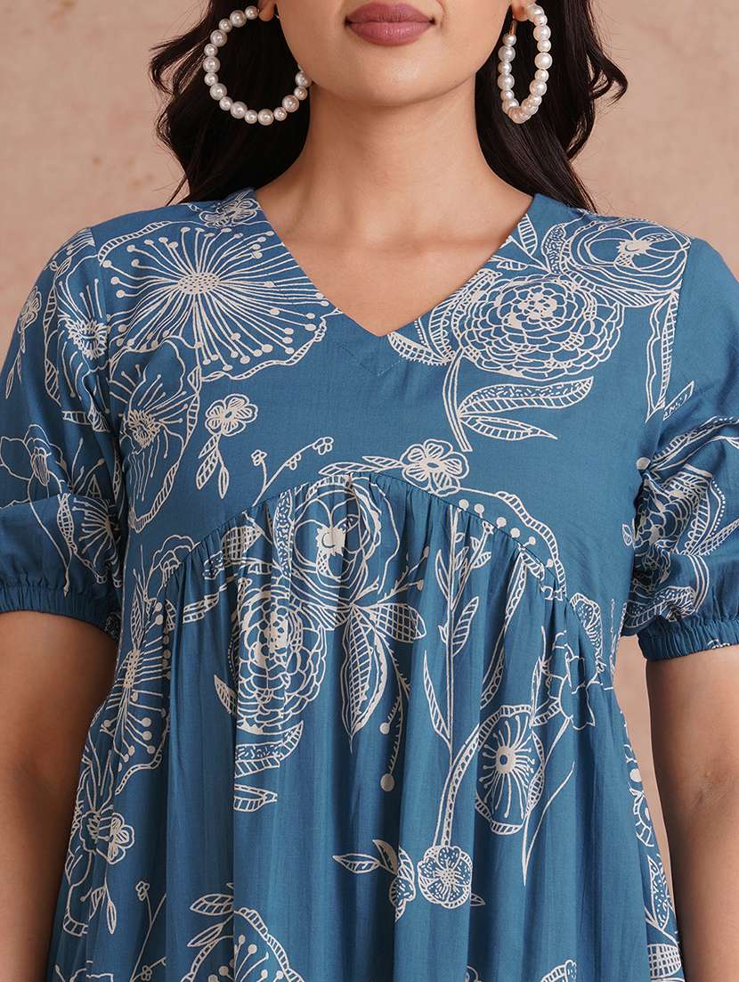 women floral print puff sleeve tiered dress - 22092183 - Standard Image - 4