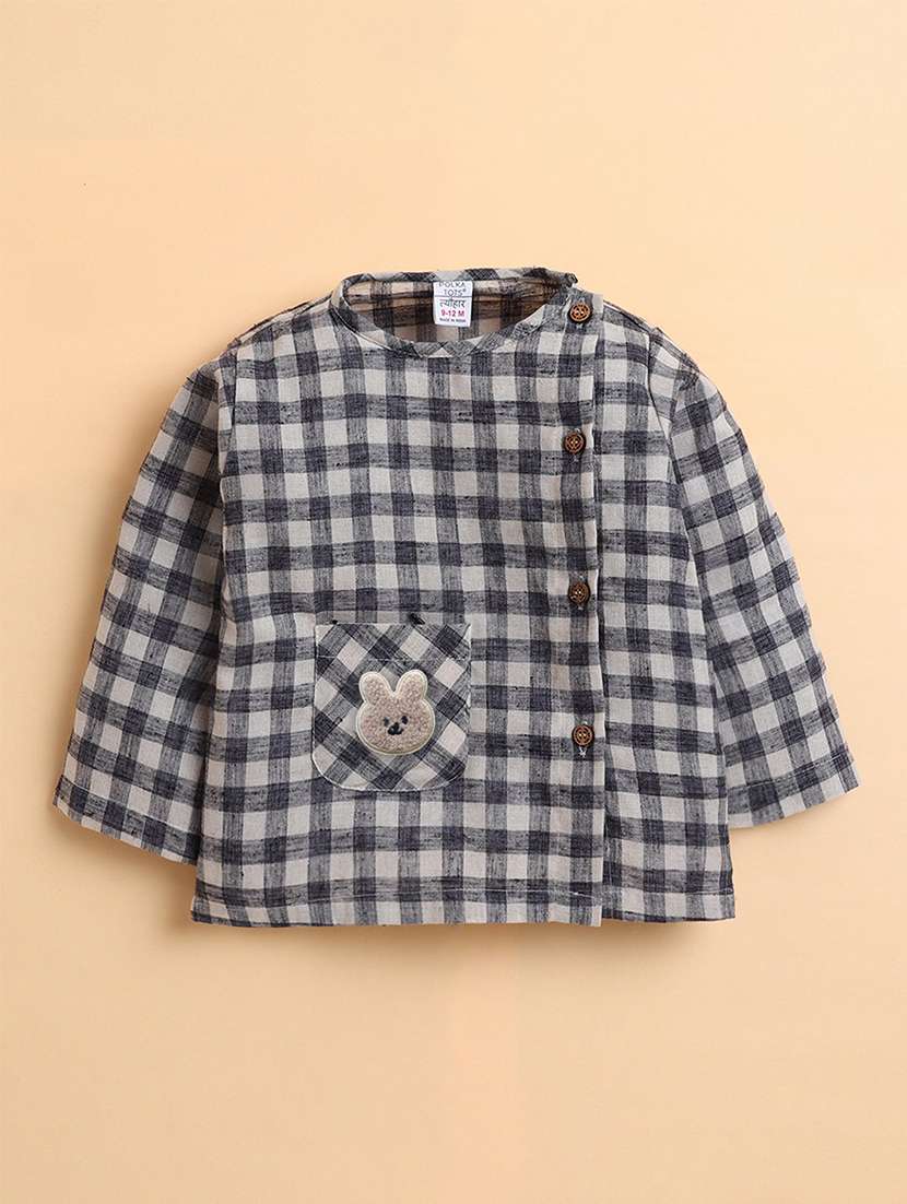 boys checkered long sleeve shirt and trouser set - 22092295 -  Standard Image - 1
