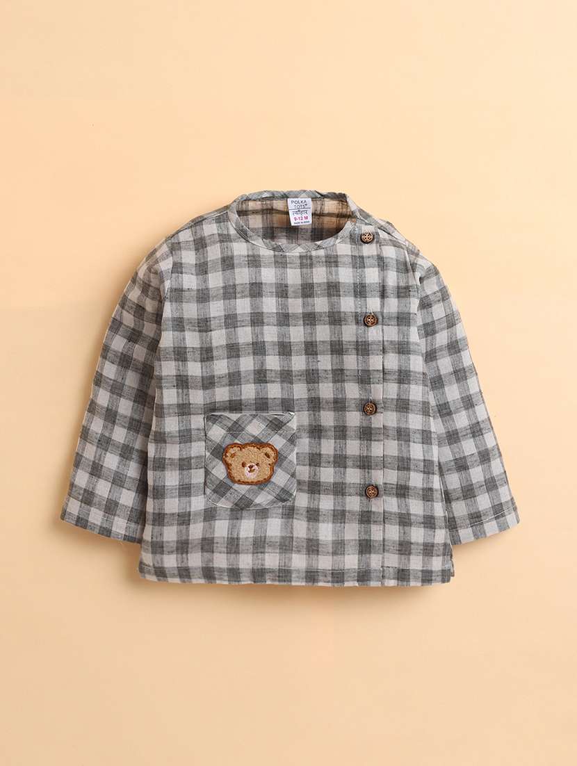 boys checkered long sleeve shirt and trouser set - 22092296 -  Standard Image - 1