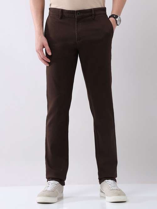 men solid mid rise flat front chinos trouser - 22092314 -  Standard Image - 0