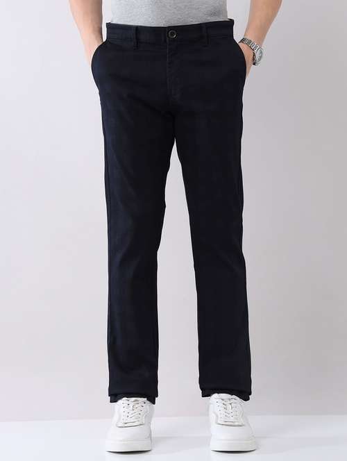 men solid mid rise flat front chinos trouser - 22092316 -  Standard Image - 0